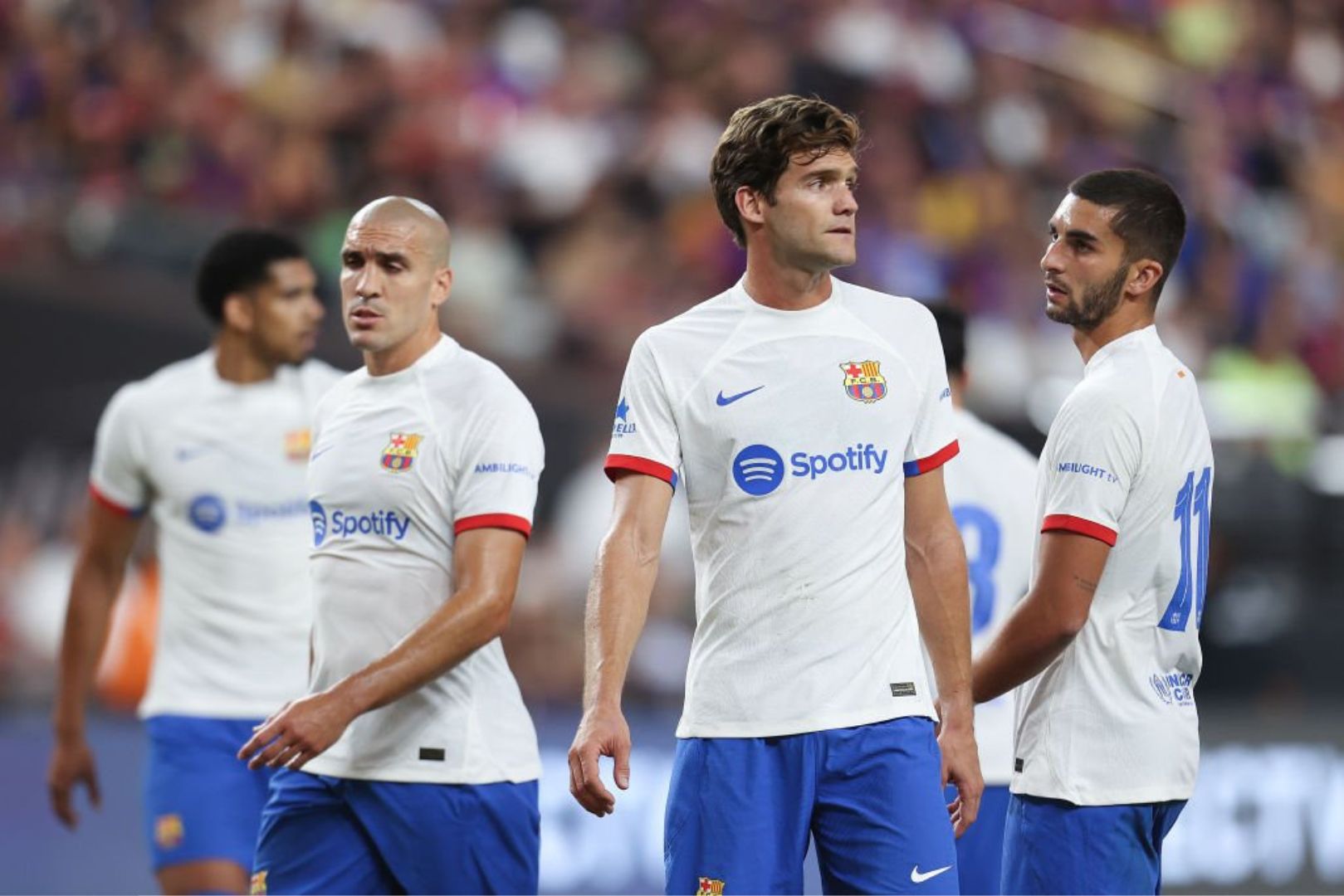 Barcelona players during a game
