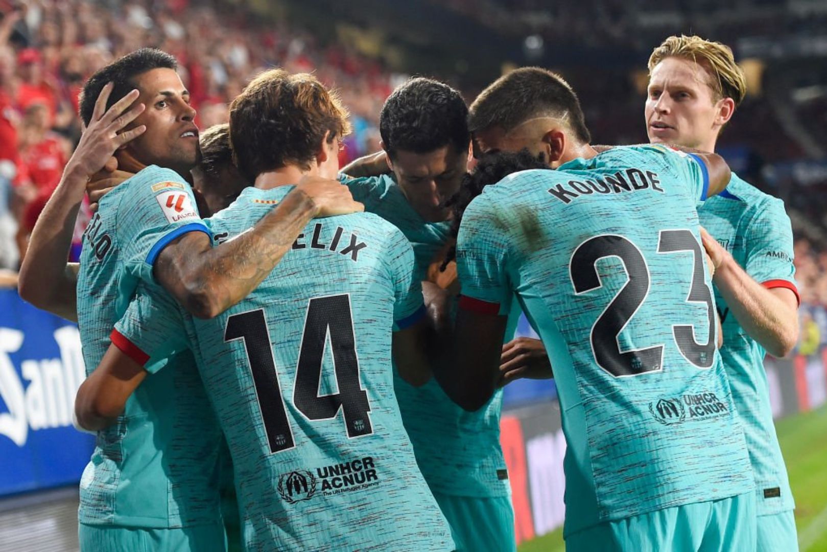 Barcelona players celebrating