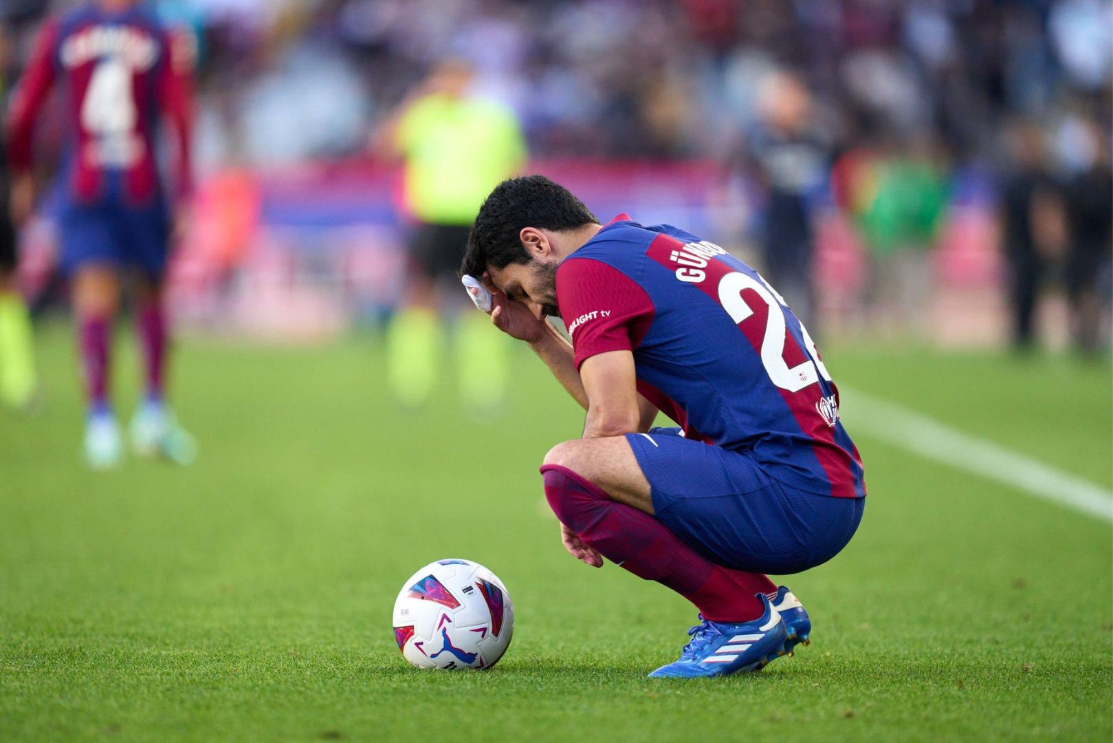 BARCELONA, SPAIN - OCTOBER 28: Ilkay Gundogan of FC Barcelona looks dejected after the team's defeat following the LaLiga EA Sports match between FC Barcelona and Real Madrid CF at Estadi Olimpic Lluis Companys on October 28, 2023 in Barcelona, Spain.