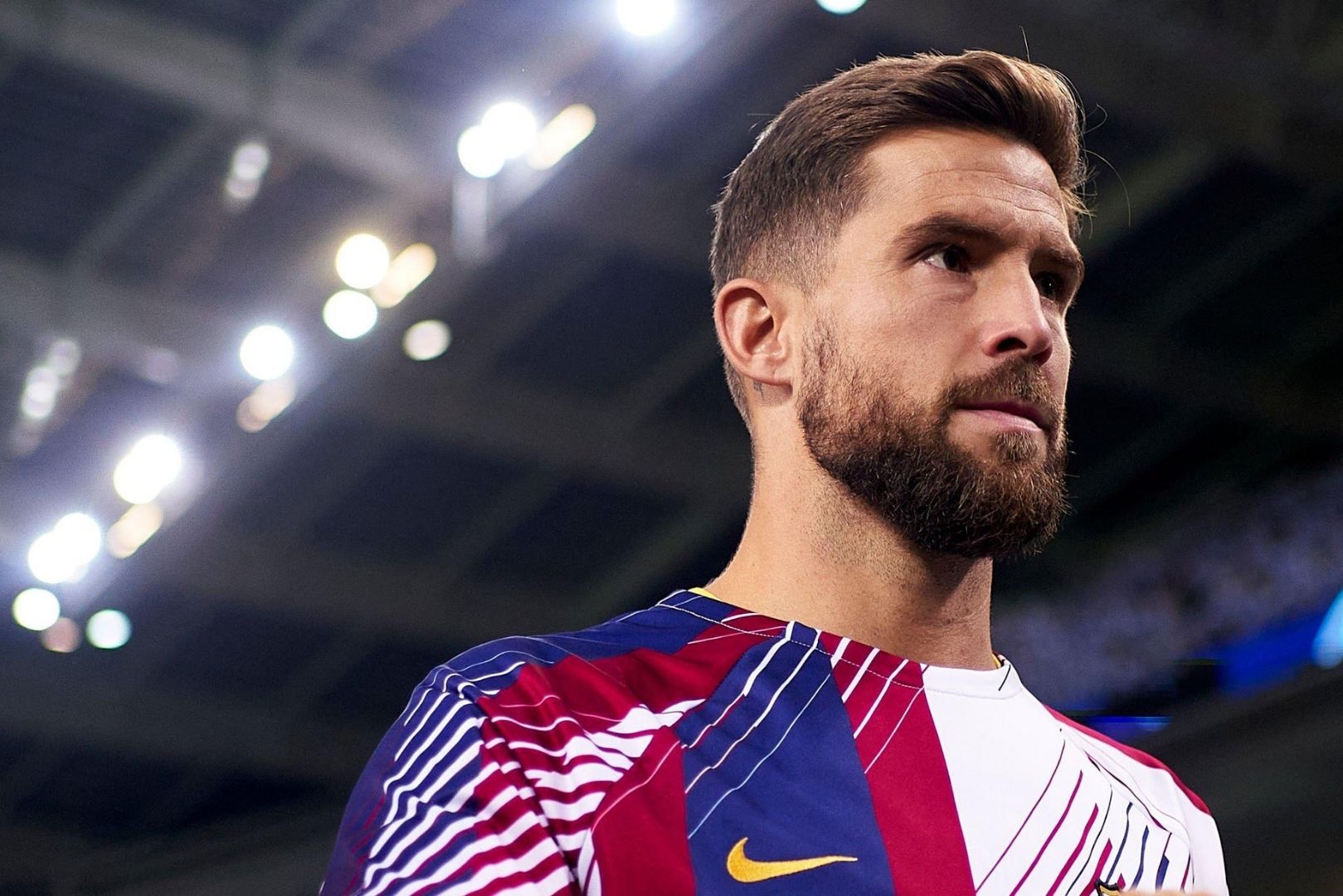 Inigo Martinez of FC Barcelona looks on prior to the UEFA Champions League match between FC Porto and FC Barcelona at Estadio do Dragao on October 04, 2023 in Porto, Portugal.