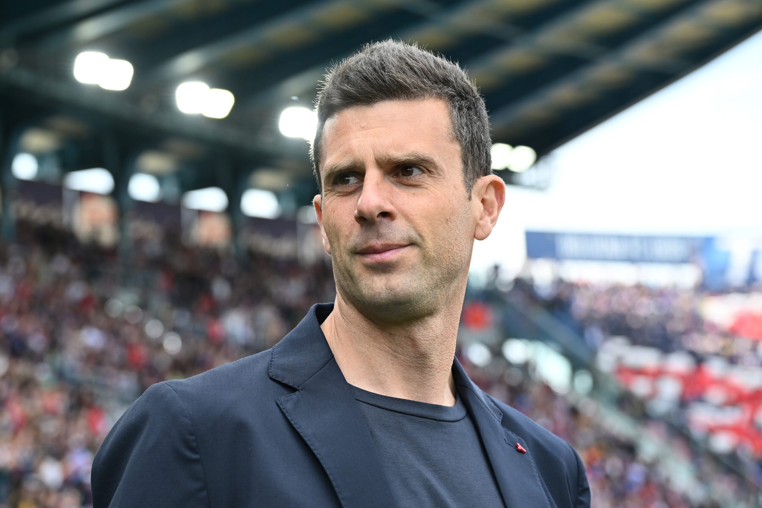 BOLOGNA, ITALY - APRIL 28: Thiago Motta, Head Coach of Bologna FC, looks on prior to the Serie A TIM match between Bologna FC and Udinese Calcio at Stadio Renato Dall'Ara on April 28, 2024 in Bologna, Italy.