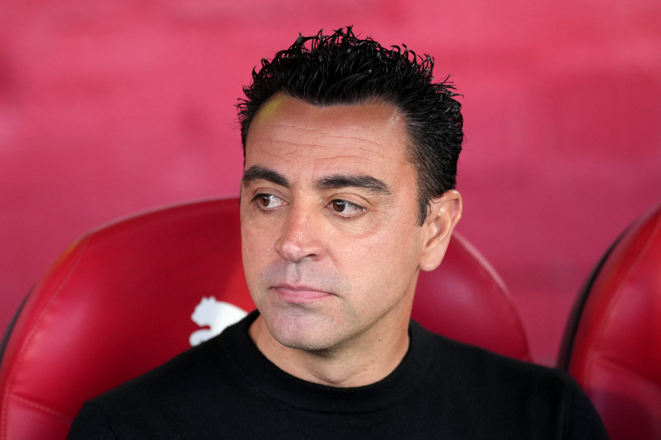 GIRONA, SPAIN - MAY 04: Xavi, Head Coach of FC Barcelona, looks on prior to the LaLiga EA Sports match between Girona FC and FC Barcelona at Montilivi Stadium on May 04, 2024 in Girona, Spain.