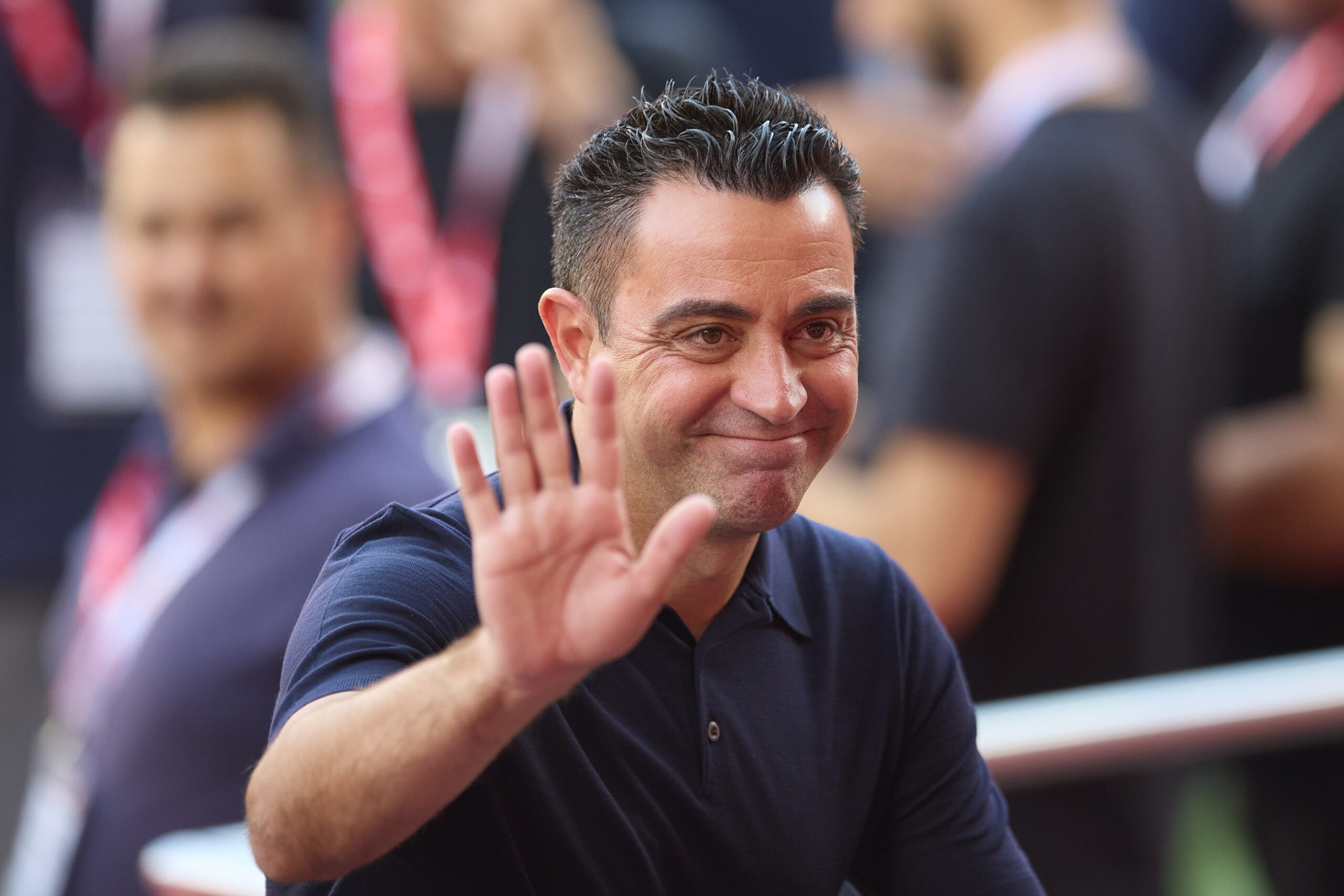 SEVILLE, SPAIN - MAY 26: Xavi, Head Coach of FC Barcelona, looks on before the LaLiga EA Sports match between Sevilla FC and FC Barcelona at Estadio Ramon Sanchez Pizjuan on May 26, 2024 in Seville, Spain.