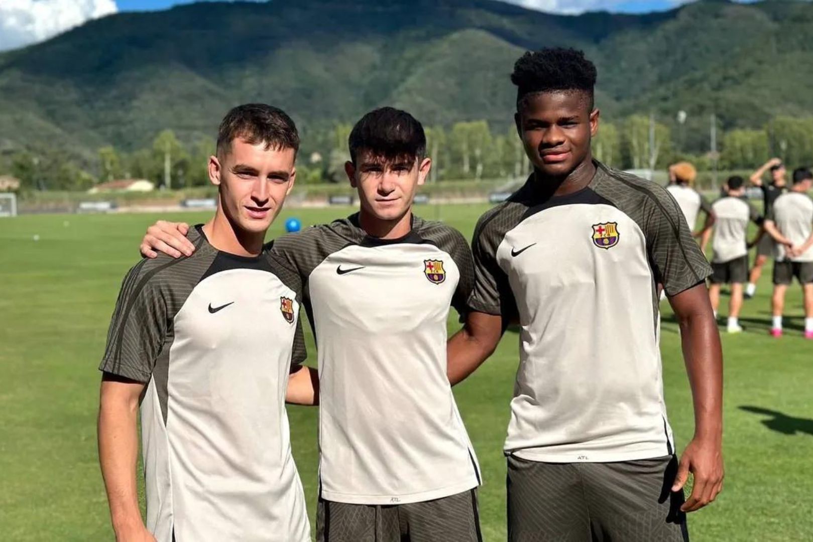 Barcelona youngsters Marc Casadó, Aleix Garrido and Mika Faye