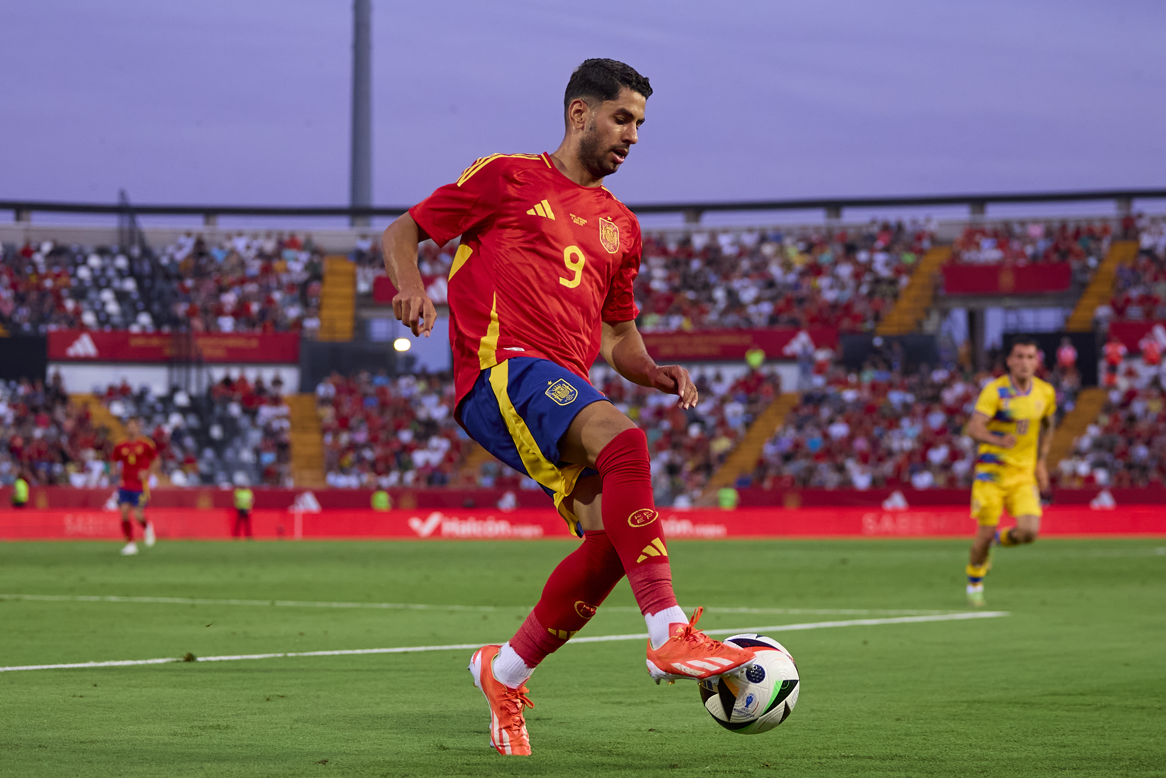 BADAJOZ, SPAIN - JUNE 05: Ayoze Perez of Spain in action during an International Friendly Match between Spain and Andorra at Nuevo Vivero on June 05, 2024 in Badajoz, Spain.