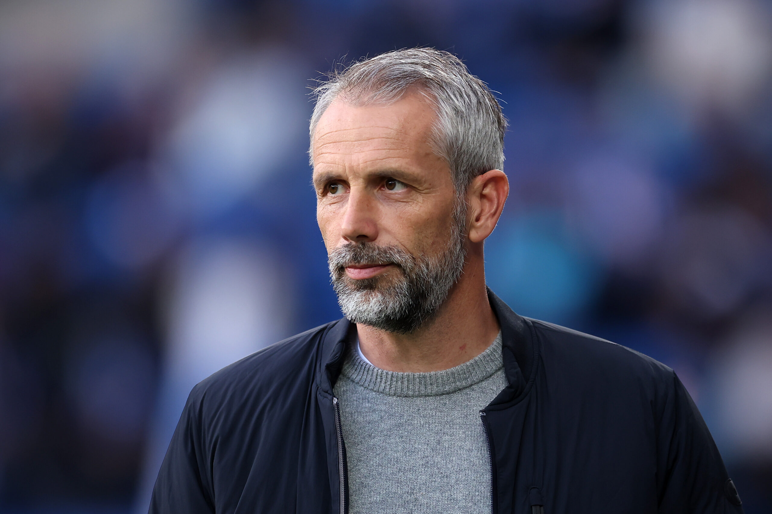 SINSHEIM, GERMANY - MAY 03: Marco Rose, Head Coach of RB Leipzig, looks on prior to the Bundesliga match between TSG Hoffenheim and RB Leipzig at PreZero-Arena on May 03, 2024 in Sinsheim, Germany.